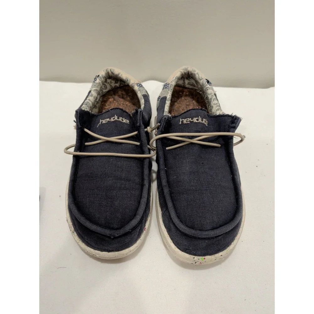 Hey Dude Wally Natural Navy  Casual Loafer Navy, Youth Sz Y4 L5
